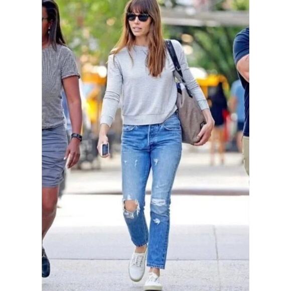 Levi's 501 White Oak Cone Distressed Button Fly High Rise Denim Jeans 28x28 - Picture 1 of 15